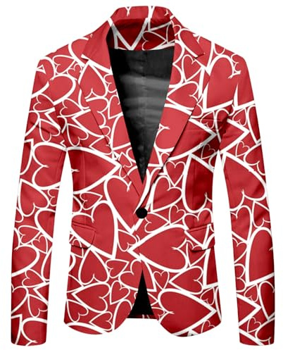 PANVER Langarm Anzug Herren Bankett Abschlussball Vintage Trend Blazer 3D Digitales Drucken Übergangsjacke AA-01 XL