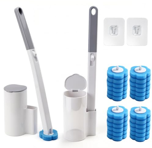 Escobilla de baño desechable, práctico juego de escobilla de inodoro, 2 asas