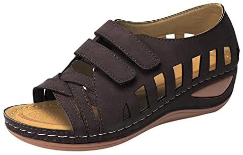 Generisch Dirndl Set Mujer Zapatos Hebilla de Verano Sandalias Zapatos Sandalias para Mujeres Cuñas Sandalias Mujeres Sandalias Zapatos Transparente Mujer, marrón, 42 EU