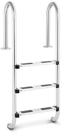 Uniprodo Escalera De Piscina Escalerilla Uni_Pool_Ladder_1320 (Ancho del Peldaño: 7,5 cm, 3 Peldaños, Perfil De Arco Estrecho)
