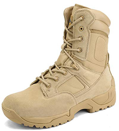 NORTIV 8 Mens Military Tactical Work Boots Hiking | Side Zip Leather Outdoor Motorcycle Combat Boots Response With Durable Design Comfort Response