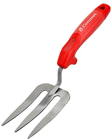 Corona CT3374 CT 3374 Premium Stainless Steel ComfortGEL Garden Fork, Red