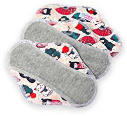 Petit Lulu 3er Pack Wiederverwendbare Menstruationsbinden (Classic), Waschbare Slipeinlagen, Stoffbinden (Größe: Slip, Standard, Ultra) (Japanische Puppen, Slipeinlagen SLIP - 3 Stk)