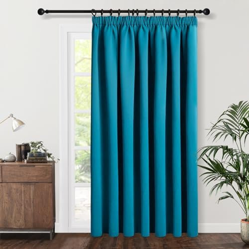 Topfinel Teal Curtains for Living Room Pencil Pleat Blackout Curtains Long Door Curtains Turquoise Thermal Insulated and Soundproof for Bedroom W228 x L228 CM,1 Panel