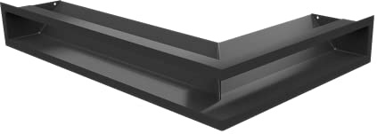 KRATKI Luft Lüftungsgitter für Kamine Linkes Eckgitter mit abgedecktem Lufteinlass 45 Grad Pulverbeschichteter Stahl 60x40x9cm Schwarz