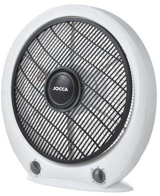 Jocca - Ventilador Pórtatil de Suelo o Mesa| 5 Aspas| 3 Velocidades| Apagado Automático| Temporizador| Box Fan| Antivuelco| 30cm Diámetro| Hogar u Oficina| (Blanco)