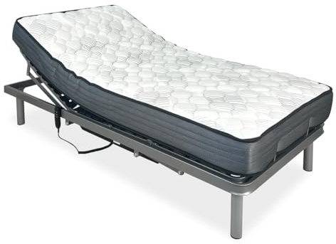 amuéblate Online - Pack Cama Eléctrica Articulada Reforzada Ergotop de 5 Planos con Colchón Viscoelástico Dorsaltec, 105 x 190 cm