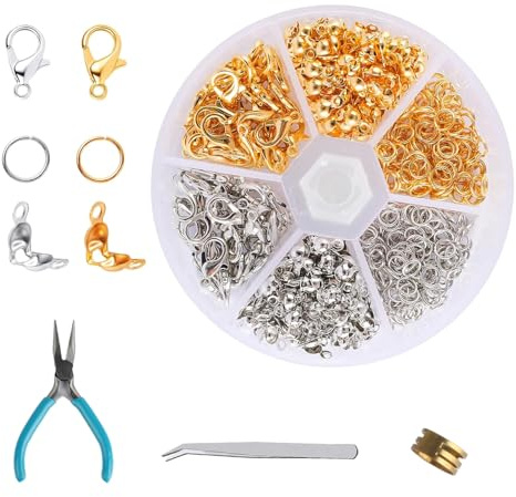 463 x Enganches para Pulseras, Cierre Pulseras, Enganches Para Hacer Pulseras, Accesorios de Fabricación de Joyas Pulseras, con Pinzas, Anillos, Oro/Plata