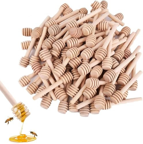 ACTIUSIS Cucchiaio per Miele in Legno, Mini Cucchiaio per Miele, Piccoli Barattoli per Miele, Bastoncini per Mescolare, 50 Pezzi, per Miele, Marmellata, Barattoli per Miele (8 cm)