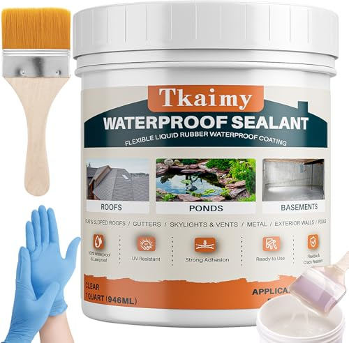 1 Quart (32oz) Invisible Waterproof Agent, Transparent Waterproof Coating for Roof Repair, Walls, Window, Bathroom, Kitchen, Water-Based Clear Sealant, Indoor & Outdoor Water Proof Coating Sealant