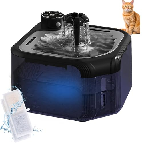TAVADA - Fuente de agua inalámbrica para gatos, 2,8 L, dispensador con detector de movimiento para animales pequeños y medianos