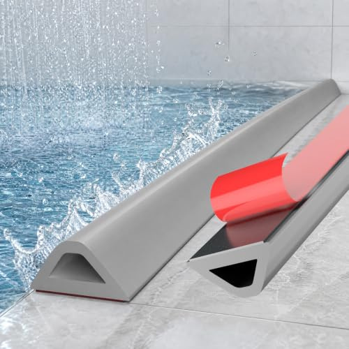 alophoty 100 cm Seuil De Douche Barrage D'eau Pliable - Barriere De Douche Anti Débordement Silicone, Accessible aux Fauteuils Roulants, Pour Salle de Bains et Cuisine, Gris