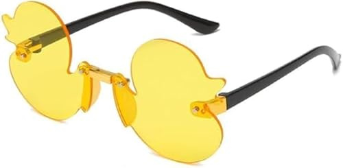 Txuolin Yellow Cartoon Little Duck Personality Frameless Sunglasses Boys and Girls Copy Tide Sunshade Sunglasses Girls Gifts, Decorations