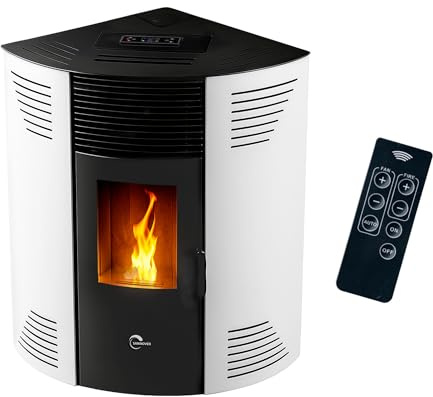 Poêle à granulés d’angle étanche Iseos 12,2 kW Blanc Sannover