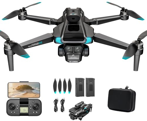LYHFPV Dron con 4K HD Cámara para Adultos y Principiantes, 40+ min de Vuelo (2 Baterías),Mini Quadcopter RC Plegable WIFI con Motor Sin Escobillas, Doble Cámara, Selfies con Gestos
