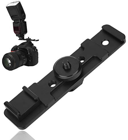 EBTOOLS Dual Camera Bracket Doppia Staffa Flash Reflex Adatto per Barra di Prolunga A Doppia Tasca per Macchina Fotografica in Lega di Alluminio, Accessorio per Fotografia con Staffa di Montaggio Fla
