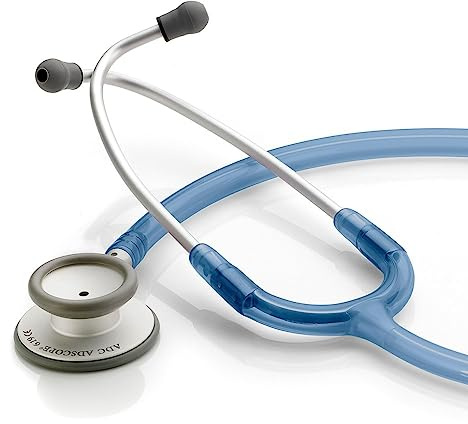 ADC Adscope Lite 619 Ultra Lightweight Clinician Stethoscope with Tuneable AFD Technology, 31 inch Length, Sapphire Ice