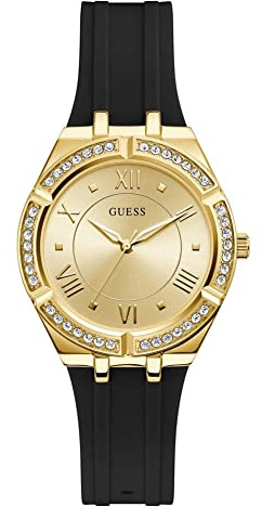 Guess Damen analog Quarz Uhr mit Silikon Armband GW0034L1