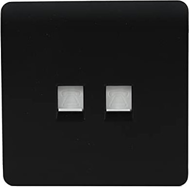 Trendi Modern 2 Gang Telephone Socket in Matt Black