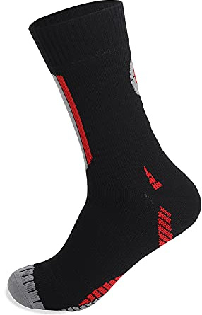 Qinlov Calzino impermeabile,100% Impermeabili per Uomo Donna Calze Sportivi Calzini da Trekking Calzini Lavoro Cotone Traspirante (Nero, EU 39-42, m)