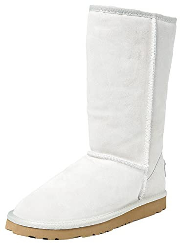 Shenduo Donna Stivali Impermeabile da Neve Invernali con Alti Classici Metà polpaccio D5115 Bianco 38EU