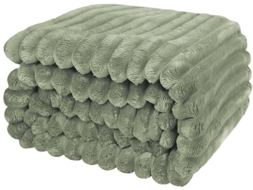 KEAYOO Plaid Polaire Doux et Moelleux, Couverture Chaude pour Canapé et Lit, Jeté de Canapé, Couvre-lit Léger pour Chambre et Salon, Couverture Cocooning pour Femme (Vert, 200x230cm)