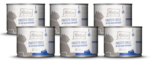 MjAMjAM - Cibo umido premium per gatti - squisita trota con pollo succoso, confezione da 6 (6x200g), senza cereali