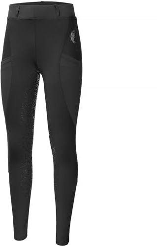 Start Kensington Leggings da equitazione da donna con inserti in silicone e tasca per cellulare – Pantaloni da equitazione da donna, pantaloni da equitazione per bambine e ragazze, Nero , 42