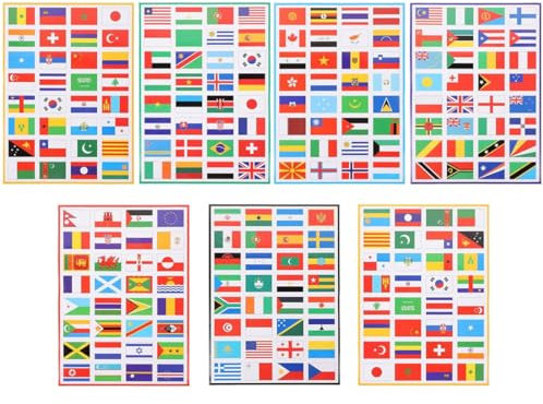 7 Blätter Länderflaggen Aufkleber Sticker, Gesicht Aufkleber, Aufkleber Weltflagge, Weltmeisterschaft Olympische Spiele Deko