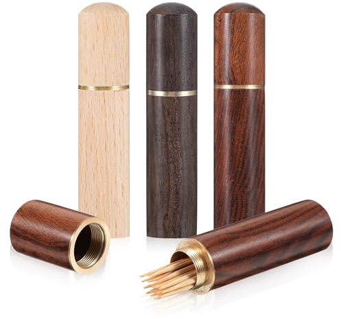 Lnngub 3 Packs Toothpick Holder, Portable Wood Toothpick Case Waterproof Craft Toothpick Mini Toothpick Box Toothpick Dispenser Toothpick Pocket Box for Toothpick Needle Bead Ear Pick Cotton Swab