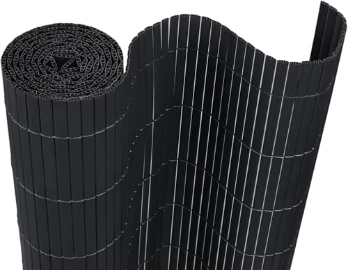 VA-Cerulean PVC Sichtschutzmatte Sichtschutzzaun 80x700CM, Anthrazit, Outdoor Sichtschutz mit verstärkten Lamellen, Zaunblende Windschutz UV-Beständig für Garten Balkon Fences Terrasse Zubehör