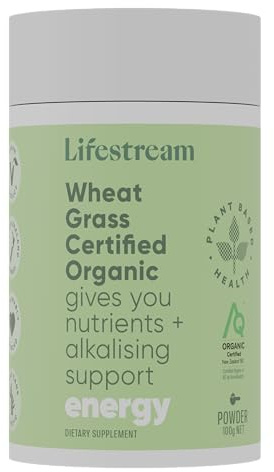 Lifestream Wheatgrass Powder Certified Organic Alkalising Green Superfood High in Vitamins Minerals and Chlorophyll for Detox and Energy Support Vegan 100 Grams