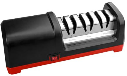 Tomvorks Vinkelstyrd Elektrisk Knivslip med 3-stegs Knivslipverktyg, Slitstark Diamantskiva, Exakt Slipning för Kockknivar, Håller Köket Snyggt