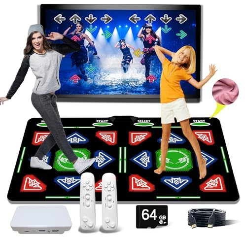 OZLET HDMI Tanzmatte mit 64GB Speicher, 1000 Spielen, 885 Songs und 81 MTV-Videos – Kombiniert Tanz, Yoga, Aerobic, Laufen, Sport & Denkspiele – Weiches Flanellmaterial, ideal für Kinder & für den TV