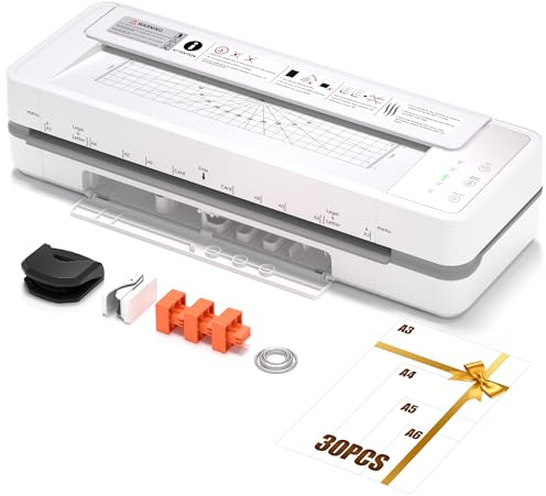 Commercial Laminator Machine 13 Inch 4-Roller, 55s Fast Warm-Up Never-Jam Lamination Machine, 3-10 Mil Thickness, Supports 11x17 & A3 Document Laminating, Includes 30 Laminating Sheets White
