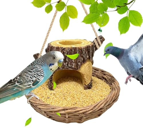 Mangeoire à Oiseaux - Bol à Nourriture en Forme de Souche d'arbre,Mangeoire à Oiseaux Anti-Écureuils,pour Pelouse Fenêtre Balcon Plateforme Jardin Arrière-Cour Patio