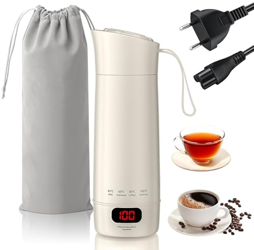 Hervidor eléctrico portátil pequeño, calienta rápido en 3 minutos y tiene 4 ajustes de temperatura, Hervidor portátil para té, café y papillas de bebé Mini hervidor de 400 ml
