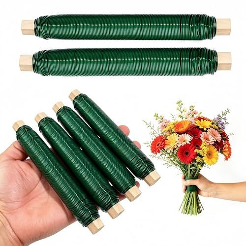 Lot de 6 Rouleaux Fil de Fer Vert 0,5 mm x 35 m