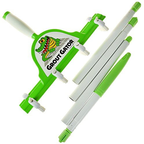 Grout Gator Tile Grout Pulizia Profonda Scrub 4 Testine Estensione Palo Pavimento Doccia Pavimenti Pareti Bagno Cucina Telescopica Giunto Stampo Rimozione