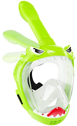 Zipoute Snorkel Full Face Snorkel Mask for Kids, Kids Snorkeling Set 180 Degree Panoramic View, Safe Anti-Leak Anti-Fog, Foldable Dry Top Snorkeling Gear for Kids Adult