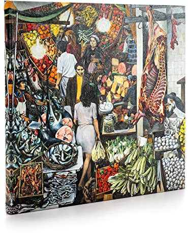 ShopArt – Guttuso Vucciria - Quadro con Vernice effetto Pennellate Stesa a Mano a Rilievo - Stampa Fine Art su tela Canvas Alta Definizione Pronto da Appendere (cm 70 x 70)