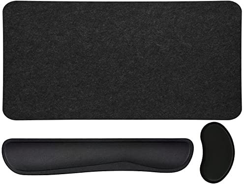 Schreibtischunterlage, Erweitertes Mausepad Große Mausmat Schreibtischmatte Schreibtischunterlage Tastatur Handgelenkstütze Set Rutschfeste Schreibtischmatte für Büro und Zuhause, Schwarz