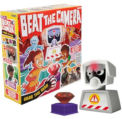 TOMY Games Beat the Camera - Pasa la seguridad, roba gemas, deshabilita la alarma - Fiesta de búsqueda del tesoro y juegos familiares de interior - para niños mayores de 3 años - Regalos de cumpleaños
