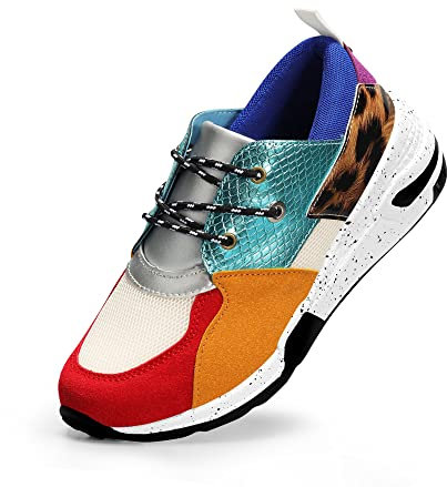 LUCKY STEP Women's High Heel Wedge Sneakers Fashion Cliff Platform Retro Lace Up Casual Shoes (Red, 10US-40EU-7UK)