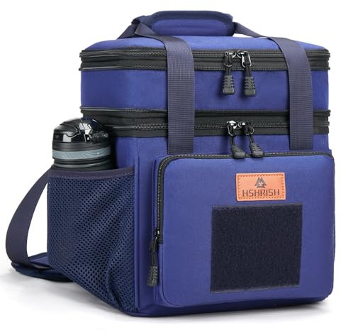 HSHRISH Large Insulated Tactical Lunch Bag for Man, Double Layer Insulated Large Cooler Bag for Men Adults Waterproof Leakproof Durable Lunch Bag for Work Outdoor Picnic 15L, Blue