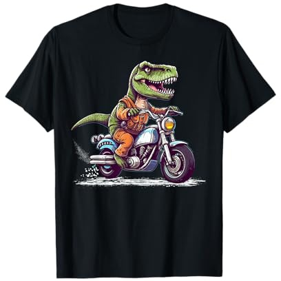 Biker T Rex On Motor Bike Dinosaur T Rex Riding Motorcycle T-Shirt