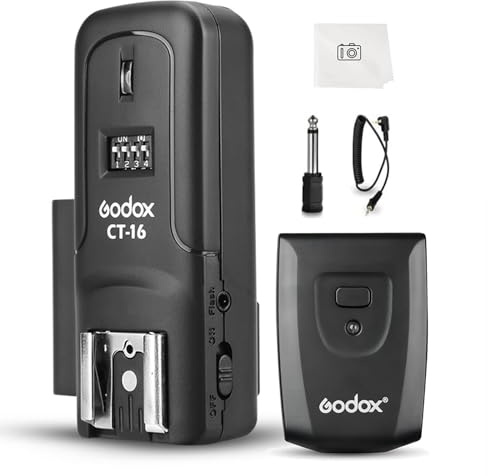 Godox CT-16 Wireless Radio Flash Trigger Receiver Kit,433MHz 2 in 1 Flash Transmitter and Receiver Compatible for Canon Nikon Sony Pentax Olympus DSLR Camera Flash Trigger,Studio Flash Lighting