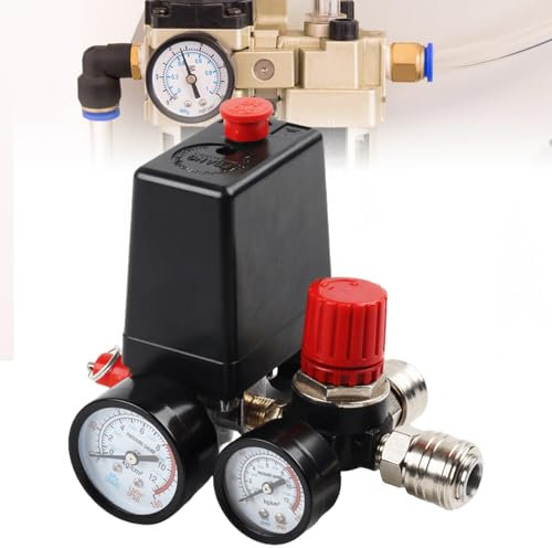 Regulador de presión, compresor de interruptor de presión de compresor de aire de 220 V con 2 manómetros, válvula de control del interruptor del compresor regulador, compresor de aire accesorios