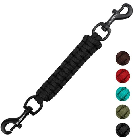 PetBonus Hundehalsband Clips, handgefertigtes Sicherungsband für Hundegeschirr, Stachelhalsband, doppelendiger Leinenverbinder (Schwarz)