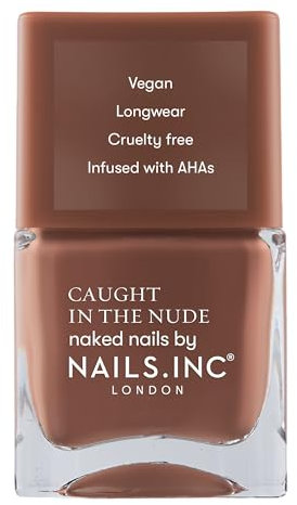 Nails Inc - Pintauñas TULUM BEACH - Marrón-rosa natural - Fórmula nutritiva enriquecida con AHA para uñas hidratadas - Pincel ancho para un nail art óptimo - Vegano, duradero y sin crueldad